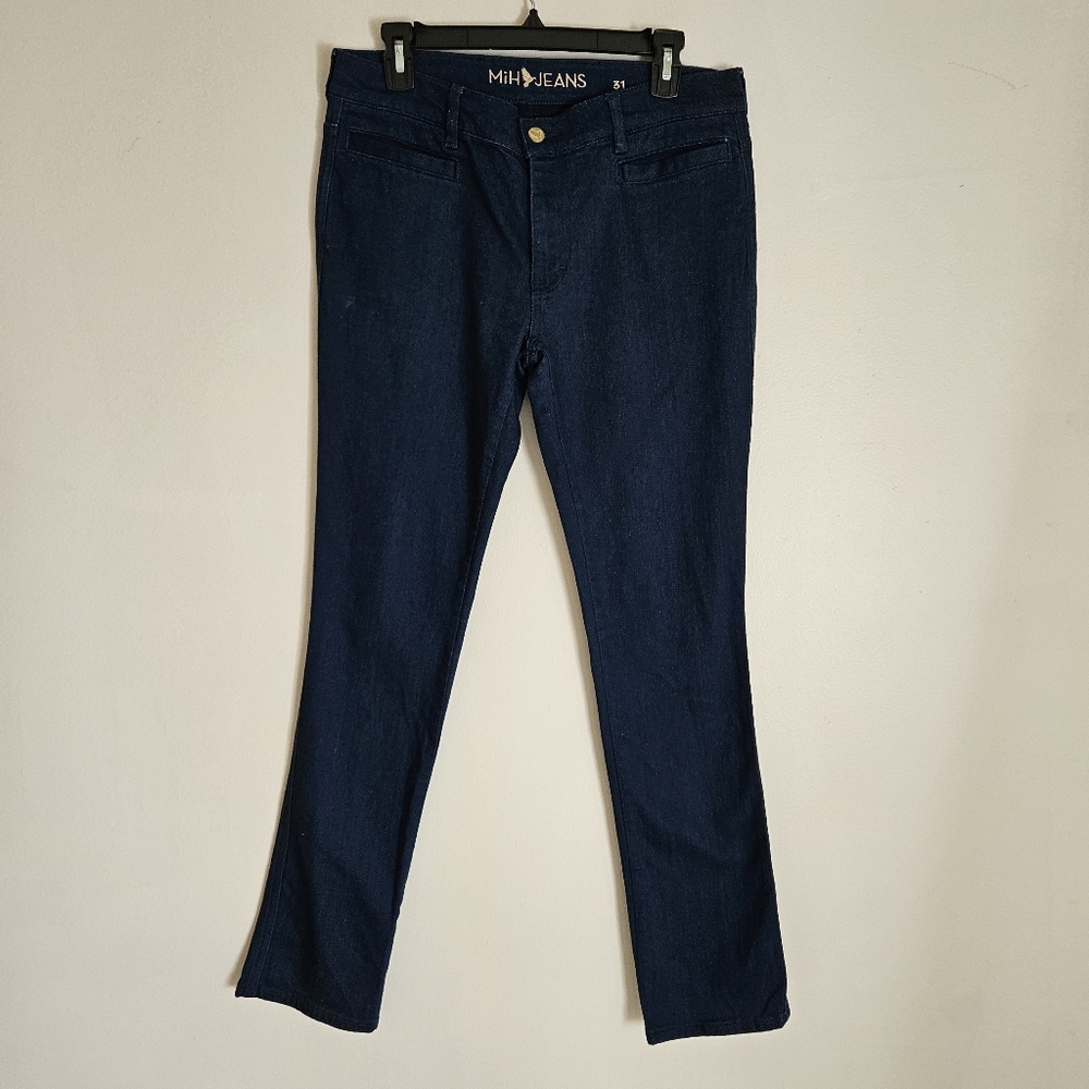 Anthropologie MIH Oslo Jean Mid Rise Long Slim Leg Dark Wash 31